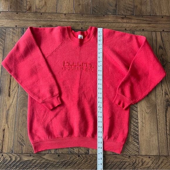 VTG BUM Equipment Sweatshirt 90’s Fruit of the Loom Made USA Unisex Size XL Red - Picture 9 of 11